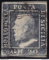 1859 SICILIA, N° 12  20 Grana  Grigio Ardesia  USATO - Sicilië