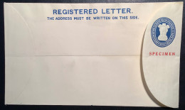 India Rare 1958 SPECIMEN Registered Letter Postal Stationery Envelope, VF Mint - Enveloppes