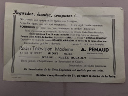 PUBLICITE / RADIO TELEVISION MODERNE A. PENAUD 63 RUE DE RIBRAY à NIORT - Publicidad