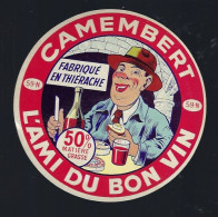 étiquette Fromage Camembert 50%mg L'ami Du Bon Vin Fabriqué En Thierache  59N Tricot Frères Fromagerie PHALEMPIN - Quesos