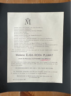 Madame Elisa-Rosa Plumat Veuve Halbrecq Alphonse *1842 Cuesmes +1927 Mons Busine Dethier Servais Nopere Despret - Obituary Notices