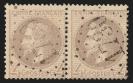 N°27A Paire, 4c Gris, Type I, Oblitéré GC 1730 GUERANDE Indice 4 - TB - 1863-1870 Napoleon III Gelauwerd