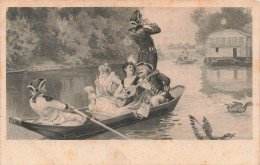 ILLUSTRATEURS - NON SIGNES - Femmes - Hommes - Barques - Maisons - Canards - Carte Postale Ancienne - Non Classés