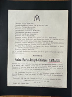 André Marie Joseph Ghislain Hamaide *1907 Montignies-sur-Sambre Neuville +1924 Mons Bruliau Wins Warmont Matagne Panier - Todesanzeige