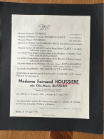 Madame Fernand Houssiere Nee Olia Buisseret *1883 Binche +1951 Binche Cercle Dames Liberales Quinet Hecq Gilbert Richard - Esquela