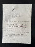 Edouard Helin *1850+1899 Ghlin Mons Sury Dufrane Quinart Juge Tribunal Commissions Hospices Civils Syndicat Voyageurs Em - Todesanzeige