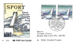 Allemagne: FIRST DAY COVER 1993: Für Den SPORT: Le Tremplin, Saut à Skis, Garm.Parten-Kirchen, Bonn - 1991-2000