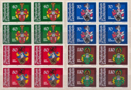 Liechtenstein MNH Set In Blocks Of 4 Stamps - Sellos