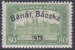 Hongrie Banat Bacska 1919   Mi 14 Palais Du Parlement  (A18) - Banat-Bacska