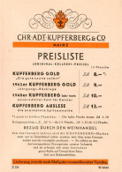 73887814 Mainz  Rhein Chr Adt Kupferberg Et Co Sektkellerei Preisliste  - Mainz