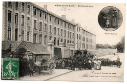 72 CHATEAU DU LOIR. ECOLE SUPERIEURE HYPER ANIMEE + ATTELAGE. EN 1907. BON ETAT - Chateau Du Loir