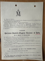 Dame Hortense De Hody Nee De Burton De Blommendael *1844 Strombeek +1897 Strombeek Bruxelles Otto De Mentock Demeurs - Obituary Notices