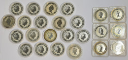 Australien: Elizabeth II. 1952-2022: 24 X 1 OZ Kookaburra, Der Jahrgänge 1991 - - Other & Unclassified