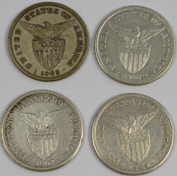 Philippinen: United States Administration: 4 X 1 Peso Silbermünzen, 2 X 1907 Und - Philippines