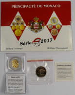 Monaco: Albert II. 2005-,: Kursmünzensatz 2017, 1 Cent Bis 2 Euro, Im Folder Wie - Monaco