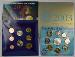 San Marino: Off. Kursmünzensatz 2002, Alle 8 Münzen 1c - 2€. Dabei Noch KMS 2003 - San Marino