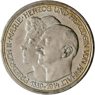 Anhalt: Friedrich II. 1904-1918: 3 Mark 1914 A, Silberhochzeit Mit Gemahlin Mari - Taler & Doppeltaler