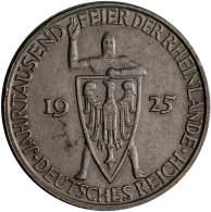 Weimarer Republik: 3 Reichsmark 1925 D, 1000 Jahrfeier Rheinlande, Jaeger 321. K - Altri & Non Classificati