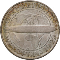 Weimarer Republik: 3 Reichsmark 1930 A, Graf Zeppelin, Weltflug 1929. Jaeger 342 - Other & Unclassified