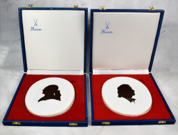 Delcampe - Medaillen Deutschland - Geographisch: Meißen: 2 Große Ovale Porzellan Plaketten - Autres & Non Classés