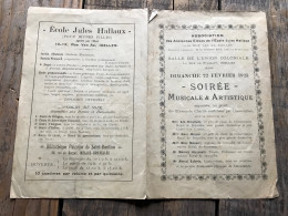 Programme 1925 Soirée Musicale Et Artistique Association Des Anciennes élèves De L'école Jules HALLAUX Ixelles Stassart - Belgio