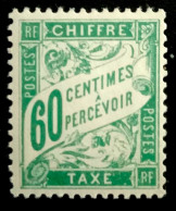 1925 FRANCE N 38 CHIFFRE TAXE À PERCEVOIR TYPE DUVAL 60MCENTIMES - NEUF** - 1859-1959 Neufs