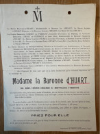 Madame La Baronne D’Huart Nee Anne De Montpellier D’Annevoie *1807 Chateau D’Annevoie +1906 Chateau D’Onthaine Sovet Cin - Décès