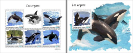 GUINEA REP. 2023 MNH Orcas Whales Wale M/S+S/S – OFFICIAL ISSUE – DHQ2417 - Baleines