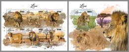 LIBERIA 2023 MNH Lions Löwen M/S+S/S – OFFICIAL ISSUE – DHQ2417 - Big Cats (cats Of Prey)