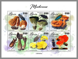 LIBERIA 2023 MNH Mushrooms Pilze M/S – OFFICIAL ISSUE – DHQ2417 - Hongos