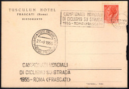 CYCLING - ITALIA ROMA 1955 - CAMPIONATI MONDIALI DI CICLISMO SU STRADA - CARTOLINA TUSCULUM HOTEL - A - Cycling