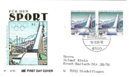 Allemagne: FIRST DAY COVER 1993: Für Den SPORT: Garmisch-Partenkirchen, Le Tremplin, Saut à Skis. - 1991-2000