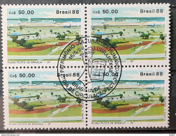 C 1586 Brazil Stamp Lubrapex Portugal Brasilia Plano Piloto 1988 Block Of 4 CBC DF - Neufs