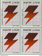 C 1580 Brazil Stamp Energy Rationalization Electricity 1988 Block Of 4 - Nuovi