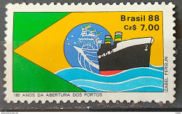C 1577 Brazil Stamp 180 Years Opening Ports Flag Flag 1988 - Neufs