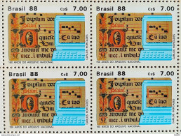 C 1576 Brazil Stamp 150 Years Of The National Archive Literature 1988 Block Of 4 - Neufs