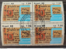 C 1576 Brazil Stamp 150 Years Of National File Literature 1988 Block Of 4 Cbc Rj - Neufs