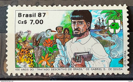 C 1575 Brazil Stamp 400 Years Treated Descriptive Gabriel Soares De Sousa Indio Ship Fish Nancy 1988 - Ongebruikt