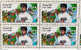 C 1575 Brazil Stamp 400 Years Treated Descriptive Gabriel Soares De Sousa Indio Ship Fish Nancy 1988 Block Of 4 - Neufs