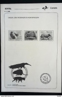 Brochure Brazil Edital 1988 12 Preservation Of Brazilian Fauna Tamanduá Without Stamp - Storia Postale