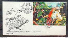 Brazil Envelope FDC 459 1988 Brapex Jureia Fauna Parrot Heron Cbc Sp 4 - FDC