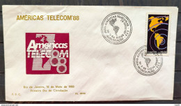 Brazil Envelope PVT FIL 009 1988 Telecom Communication Map CBC RJ - FDC