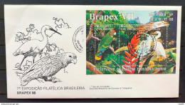 Brazil Envelope FDC 459 1988 Brapex Jureia Fauna Parrot Heron Cbc Sp 2 - FDC