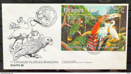 Brazil Envelope FDC 459 1988 Brapex Jureia Fauna Parrot Heron Cbc Sp 1 - FDC