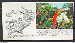 Brazil Envelope FDC 459 1988 Brapex Jureia Fauna Parrot Heron Cbc Sp 3 - FDC