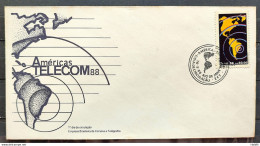 Brazil Envelope FDC 446 1988 Telecom Communication Map CBC RJ 5 - FDC