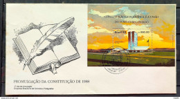 Brazil Envelope FDC 453 1988 Federal Constitution Brasilia National Congress CBC BSB 1 - FDC