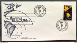 Brazil Envelope FDC 446 1988 Telecom Communication Map CBC RJ 1 - FDC