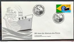 Brazil Envelope FDC 439 1988 Opening Of Ports Ship Flag CBC RJ 1 - FDC