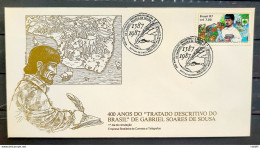 Brazil Envelope FDC 437 1988 Gabriel Soares De Sousa Literature CBC RJ 02 - FDC